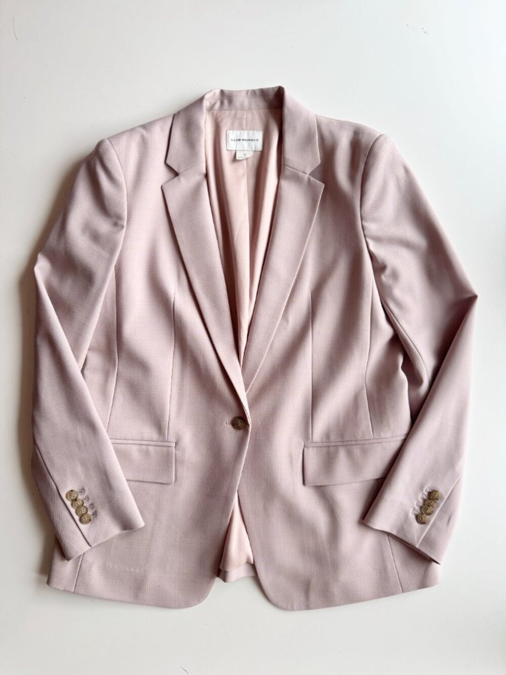 CLUB MONACO Borrem Pink Mauve Wool Blend Single Breasted Blazer, Size 12 - Picture 5 of 16